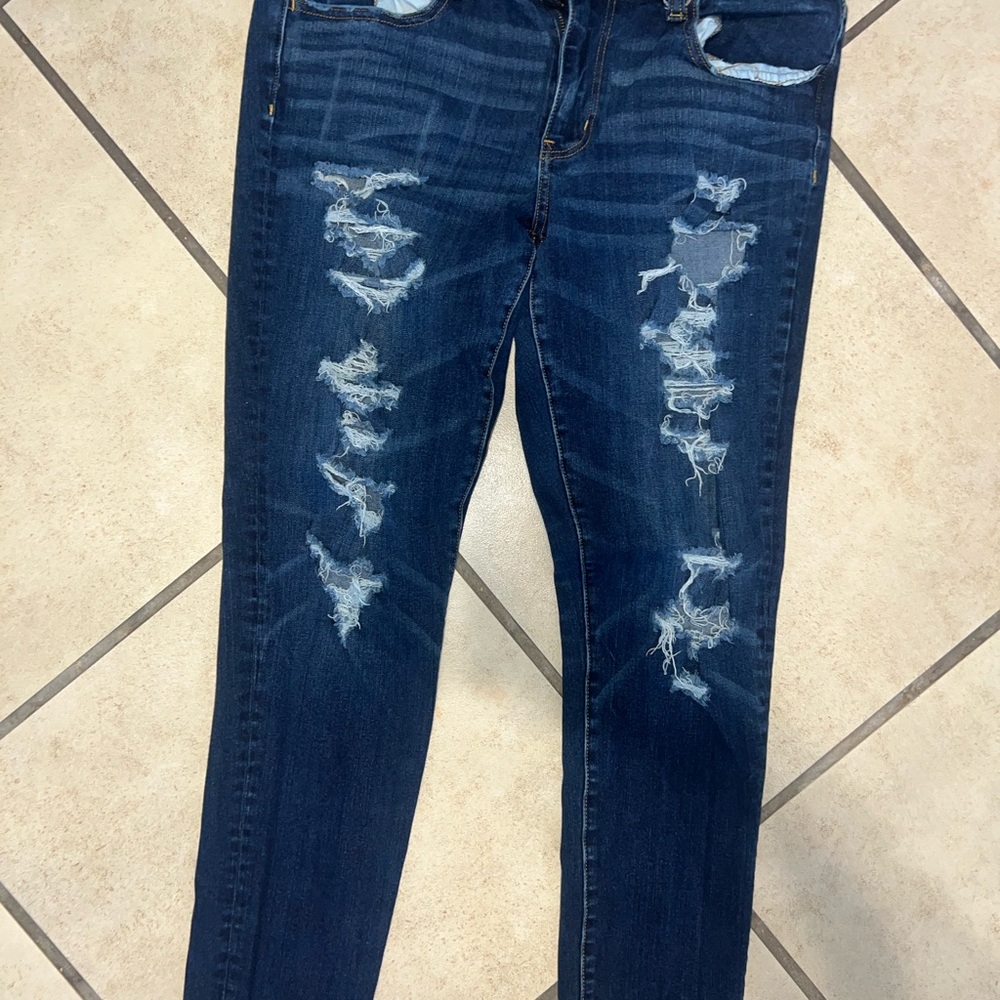 Women's Distressed Blue Jeans